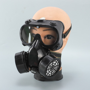 Demi-masque anti-poussière à double cartouche avec lunettes pour l'industrie et l'agriculture - Product Image 3