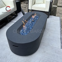 Table de foyer extérieur en béton moderne, rectangulaire, portable, pour patio