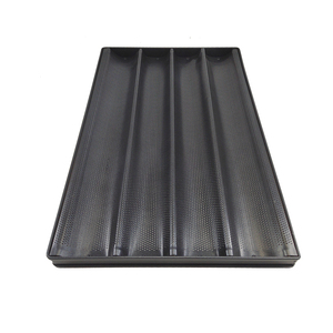 Bandeja de aluminio con 4 ranuras, bandeja para baguette, 4 filas, antiadherente, perforada, barra francesa, bandeja para hornear Baguette - Product Image 2