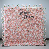 Neues Design Seidenrose 5D Simulationsblumenwand-Hintergrund für Hochzeits- und Schulanfangsdekoration