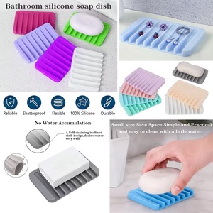 Manufacturer Custom Logo <b>Silicone</b> Soap Tray Self-Draining Bathroom Soap Dish Holder Mats <b>Pads</b> Silicon Bath Mat - Product Image 2