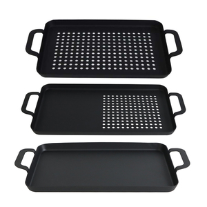 Plateau de cuisson multi-usages <span class=keywords><strong>pour</strong></span> barbecue, perforé, antiadhésif, avec deux poignées, <span class=keywords><strong>pour</strong></span> barbecue au charbon de bois ou au gaz en extérieur - Product Image 3
