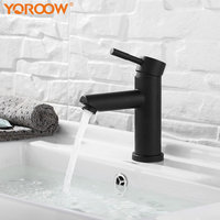 Mitigeur de robinet de lavabo moderne et contemporain, corps en acier inoxydable 304, finition noire et argentée, robinet de cuisine de bonne qualité