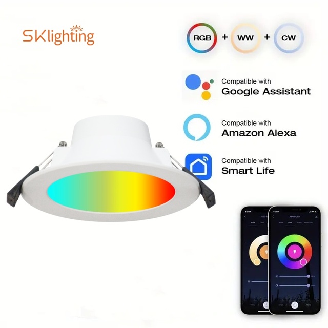 TUYA Smart LED Downlight 10W Dimmable RGBW WiFi ZigBee App Control Modern Ceiling Lighting for Living Room Bedroom Home Lamp