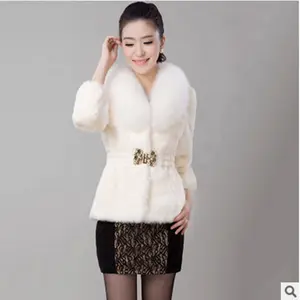 2022 Winter Luxury Slim Imitation Rabbit fur Plus Size collar Coats With Fur For Ladies In Winter fox fur Jacket Short Jacket