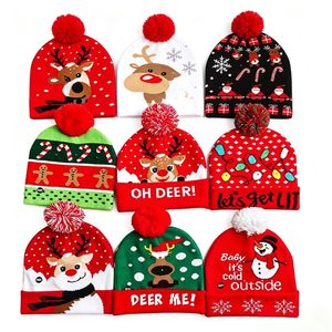 Bonnet en tricot jacquard de Noël, chaud, avec pompon, protection des oreilles, en laine, tendance, <span class=keywords><strong>d</strong></span>écoré de lumières LED, pour l'automne/hiver 333 - Product Image 1