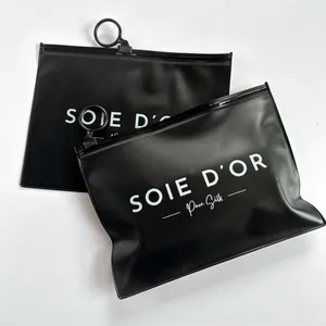 Fashion Custom Black Makeup Brush Packaging Plastic Bags Small Durable Zipper Bag For Cosmetic PVC Ziplock Jewelry Pouch