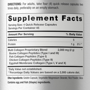 Complément multi-collagène en capsules à haute absorption, collagène et vitamine C, marque privée, pour cheveux, peau et ongles, pour adultes - Product Image 2