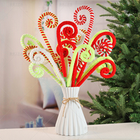 Décorations de Noël : Branches torsadées menthe, rouge et blanc, tiges bouclées, corde en fer rayée, style européen fait main pour les fêtes de Noël