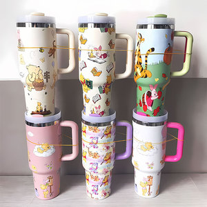 Gran Oferta: Vaso Térmico de Acero Inoxidable de 40oz con Diseño de Dibujos Animados Stan, Asa y Pajita, Botella de Agua para Exteriores - Product Image 4