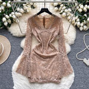 Fit Flare Dress Lace Sleeves - Stylish & Versatile