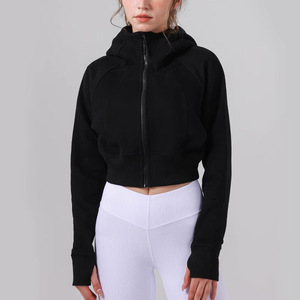 Chaqueta Corta con Capucha y Cremallera para Mujer, Azul Marino, Transpirable, Tejida, Deportiva, para Correr al Aire Libre, Corte Casual - Product Image 4