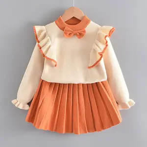 Conyson Winter Kids Girls Dress Clothes Set Long Sleeve Sweater Skirt 2 Piece Outfits Casual Cuter Cotton Littler Girl Clothing