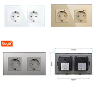 Prise murale WiFi Tuya 16A 2 voies avec lumière LED intégrée, norme européenne, double prise de courant pour la maison
