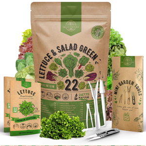Paquet de 22 variétés de truies à salade Heirloom sans OGM pour jardin intérieur et extérieur comprenant une roquette pour laitue <span class=keywords><strong>suisse</strong></span> comme plancher - Product Image 1