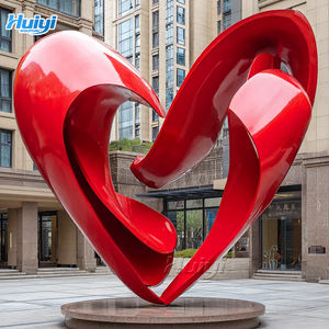 Outdoor Modern Themapark Metaal Rood Hartvormig Roestvrijstalen Sculptuur - Product Image 1