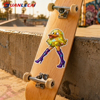 Autocollant holographique personnalisé amusant, imperméable, découpé à la forme, auto-adhésif, impression de dessins animés pour ordinateur portable, skateboard