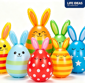 Paquete de 7 Huevos de Pascua Inflables Coloridos de PVC para Exteriores, Decoración para Jardín y Patio, Caza de Huevos - Product Image 3