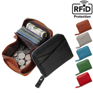 Lớp chính hãng da bò đa chức năng RFID Chống Trộm đồng xu Ví thẻ tín dụng chủ tài liệu trường hợp thẻ clipaccordion phong cách - Product Image 2