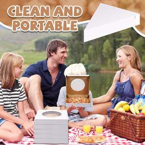 Boîtes à pizza ondulées avec fenêtre transparente, contenants carrés blancs à emporter pour la cuisson, récipients jetables pour la présentation des aliments - Product Image 4