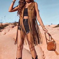 Nouveau style denim occidental personnalisé gilet en daim sans manches à pompons fabricant de gilets pour femmes