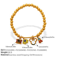 Bracelets en perles de zircon style hip-hop multi-éléments, argent tibétain plaqué or 18 carats, cordon élastique