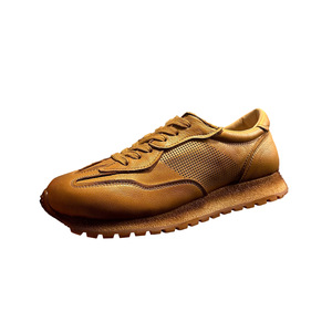 QHCCID Zapatillas retro de cuero genuino para hombre, zapatos informales con cordones para caminar, suela de goma ligera y transpirable, tacón bajo - Product Image 5