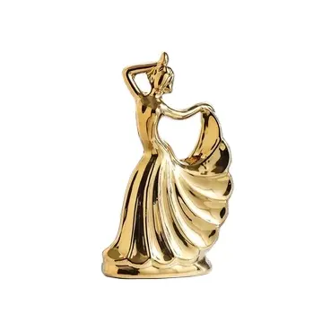 Hotel Decor Large big Lady Gold Plated Resin Statue Figurine Sculpture Home office Decoration Craft