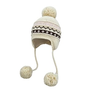 Chapeau tricoté Fair Isle Xi Boyu avec pompons et protège-oreilles, chaud pour l'automne et l'hiver - Product Image 5