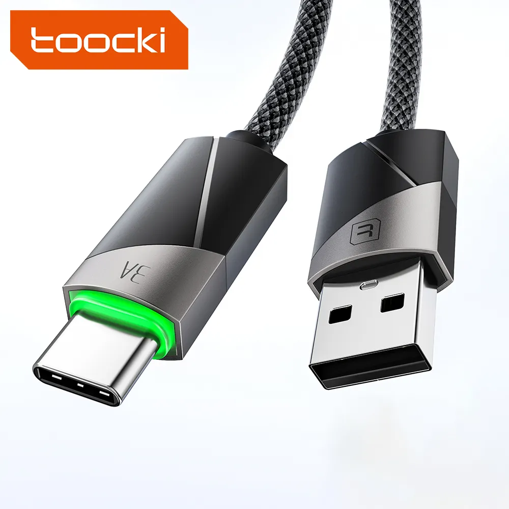 Toocki Hot 1M/2M 3A Smart Power-Off Cable Aluminum Alloy Usb Cable/ Charging Cable Safer Charging for iPhone15