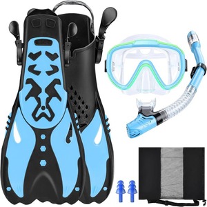 Set de Snorkel para Niños con Máscara, Snorkel Seco, Aletas Antivaho, Color Morado, Talla Regular, Equipo de Natación y Buceo para Niños - Product Image 3