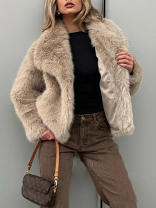 Manteau en fausse fourrure kaki Zeyu pour <span class=keywords><strong>femme</strong></span>, coupe slim, col large, épais, moelleux, écologique, chaud, mode hiver, ODM / OEM - Product Image 4