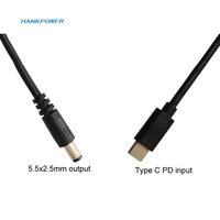 USB tipo C a DC 5,5X2,1mm macho y hembra DC Power PD Cable de carga