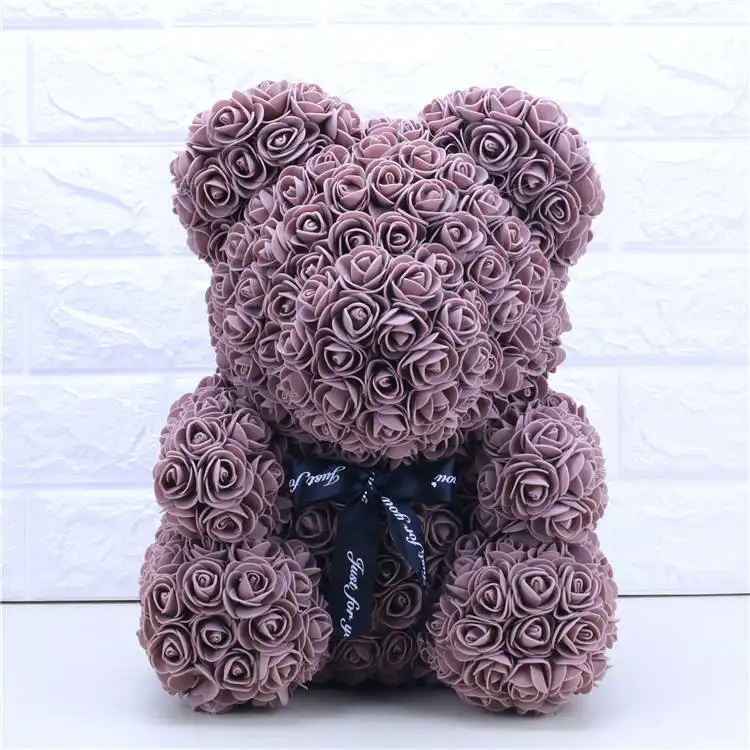 Christmas Gift Rose Bear Gift Flower Teddy Bear With Rose Realistic Rose Bear 25cm