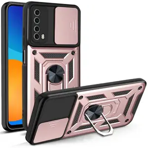 Heavy Duty pour <span class=keywords><strong>HUAWEI</strong></span> Y7A <span class=keywords><strong>P</strong></span> <span class=keywords><strong>SMART</strong></span> <span class=keywords><strong>2021</strong></span> <span class=keywords><strong>coque</strong></span> <span class=keywords><strong>de</strong></span> <span class=keywords><strong>téléphone</strong></span> fenêtre coulissante antichoc avec support d'anneau en métal magnétique Push PC Armor Case - Product Image 1