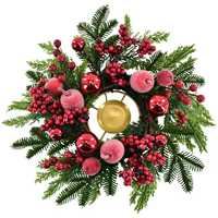 Weihnachts-Kerzenring mit Roten Beeren und Kieferngrün, 30cm, Tischdekoration für die Feiertage, Großhandel