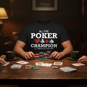 Camiseta All Time Poker Champion, ropa informal negra para hombre - Product Image 3