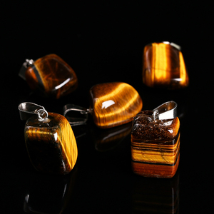 JD Bán Buôn Mặt Dây Chuyền Hạt Tròn Tròn Màu Đen Mắt Hổ Aventurine Hình Vuông Hạt Cườm Vuông Lỏng Lẻo Mặt Dây Chuyền Quyến Rũ - Product Image 3