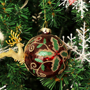 Venta al por mayor barato 8cm lujo artificial Retro Navidad <span class=keywords><strong>bolas</strong></span> <span class=keywords><strong>de</strong></span> <span class=keywords><strong>cristal</strong></span> para árbol <span class=keywords><strong>de</strong></span> Navidad Festival decoración del hogar - Product Image 6