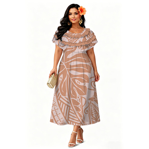 Prezzo Promozionale Abito da Donna con Collo a Volant, Design Tribale Polinesiano Elei, Taglia Grande 7XL, <span class=keywords><strong>Moda</strong></span> Trendy Casual - Product Image 1