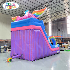 Toboggan aquatique gonflable licorne, toboggan arc-en-ciel pour enfants à usage sec et humide pour fête d'anniversaire - Product Image 5