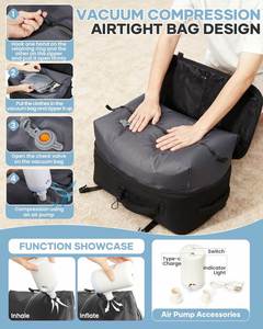 Sac à dos de voyage tactique en denim, approuvé pour le transport en cabine, avec compression, grande capacité, bretelles épaisses, noir - Product Image 3