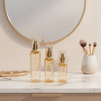 Bouteilles cosmétiques de luxe en PET rechargeables et vides, haut de gamme, avec pompe pulvérisatrice et impression sérigraphique, en gros, de Guangdong