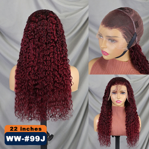 200% Human Hair <b>Wigs</b> #99J Water Wave <b>Lace</b> Front <b>Wigs</b> Long 13x4 Transparent <b>Lace</b> Frontal Hair <b>Wig</b> - Product Image 2