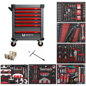 BESITA Chariot d'<span class=keywords><strong>atelier</strong></span> à 9 tiroirs, boîte à outils de réparation avec ensembles d'outils à main pour voitures de luxe spéciales - Product Image 3