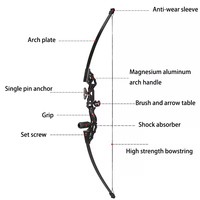 Ensemble d'arc recurve Piaoyu TM-M122-H, 40 lbs, longueur de tir 32 pouces, pour la chasse/le tir sur cible, utilisation en extérieur, flèches en fibre de verre, adulte