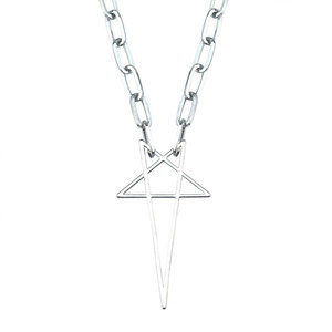 Punk Pentagram Non Tarnish Waterproof 316 Stainless Steel Large Big Pendant Men's <b>Necklace</b> for Women Men - Product Image 5