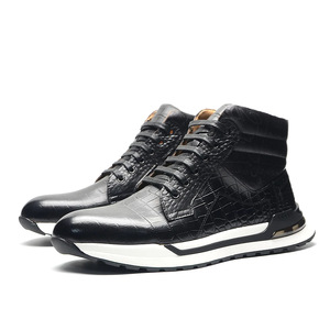 Men's Genuine Leather Ankle Boots <b>Round</b> Toe Lace-up Martin Boots <b>Cushioned</b> All Seasons Casual Business Style - Product Image 1