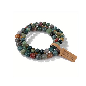 Unisex Trendy Geometric <strong>Beaded</strong> <strong>Bracelet</strong> 4/6/8MM Natural Stone 3-Piece Set Crystal Healing Elastic Charm Jewelry - Product Image 5