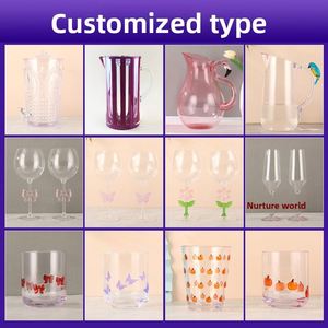 Cross-border Nordic Style Flower Middle Column Red <b>Wine</b> <b>Goblet</b> KTV Tavern Thickened PC Glass Beverage Juice Water Glass Reusable - Product Image 4